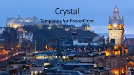  Presentation with hill - Cool new presentation theme with calton hill at dusk scotland backdrop and a light blue colored foreground