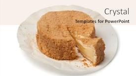  Presentation with camembert - Beautiful slide set featuring calvados camembert cheese on white background backdrop and a coral colored foreground