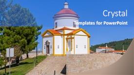  Presentation with 18th century - Presentation theme consisting of calvario-church-in-portalegre-portugal background and a teal colored foreground