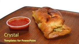  Presentation with wooden - Slides enhanced with calzone-on-a-wooden-tray background and a tawny brown colored foreground