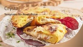  Presentation with pizza - Slide set featuring calzone-pizza-with-cheese background and a coral colored foreground