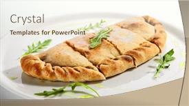  Presentation with italian cuisine - Audience pleasing PPT layouts consisting of calzone-pizza-with-parma-ham backdrop and a cream colored foreground