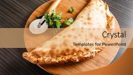  Presentation with pizza - PPT layouts featuring calzone pizza background and a coral colored foreground