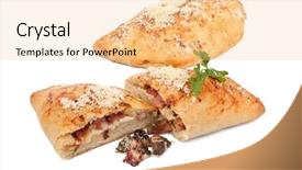 Presentation with pizza - Presentation design having calzone pizza background and a lemonade colored foreground