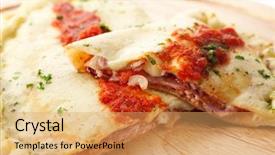  Presentation with tomato - Colorful theme enhanced with calzone - stuffed pizza with tomato backdrop and a yellow colored foreground