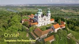  Presentation with monastery - Theme with camaldolese-monastery-in-bielany-krakow background and a tawny brown colored foreground