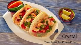  Presentation with tacos - Presentation with camaron shrimp tacos mexican food background and a coral colored foreground