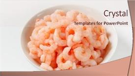  Presentation with shrimps - Beautiful presentation theme featuring bowl of peeled natural shrimps backdrop and a lemonade colored foreground