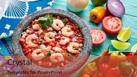  Presentation with shrimp - PPT theme consisting of habanero - ceviche de camaron shrimp background and a red colored foreground