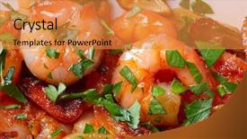  Presentation with tapas - Cool new presentation theme with garlic shrimp pinchos tapas backdrop and a gold colored foreground