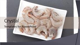  Presentation with shrimps - Beautiful theme featuring raw uncooked shrimps plate backdrop and a coral colored foreground