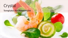  Presentation with healthy food - PPT theme featuring mixed greens and tomato background and a lemonade colored foreground