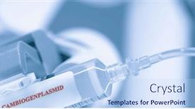  Presentation with gene - Presentation theme having cambiogenplasmid-personalized-gene-therapy-syringe background and a  colored foreground