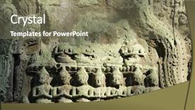  Presentation with cambodia - Amazing PPT theme having cambodia-angkor-ta-phrom-sculpture backdrop and a violet colored foreground