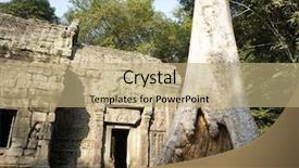  Presentation with cambodia - Presentation theme with cambodia-angkor-ta-phrom-temple background and a coral colored foreground