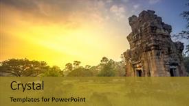  Presentation with cambodia - PPT theme featuring cambodia is the largest religious background and a gold colored foreground
