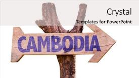  Presentation with cambodia - Slide set having cambodia wooden sign isolated on white background background and a lemonade colored foreground
