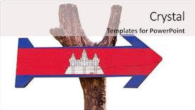  Presentation with cambodia - Cool new slide set with cambodia wooden sign isolated on white background backdrop and a lemonade colored foreground