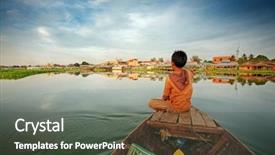  Presentation with cambodia - Beautiful presentation theme featuring cambodian boy on prow backdrop and a dark gray colored foreground