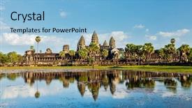  Presentation with cambodia - Slides having cambodian landmark angkor wat background and a light blue colored foreground