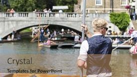  Presentation with busy street - Presentation theme enhanced with cambridge-uk-august-18-professional background and a coral colored foreground