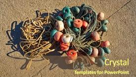  Presentation with port - Presentation design consisting of cambrils port fishing tackle buoys background and a tawny brown colored foreground