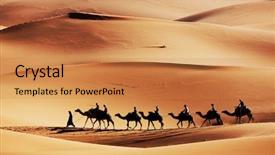  Presentation with camel caravan - Beautiful PPT theme featuring camel - caravan in sahara desert backdrop and a gold colored foreground