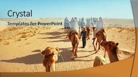  Presentation with camel caravan - Colorful presentation theme enhanced with camel caravan - sahara desert backdrop and a arctic colored foreground