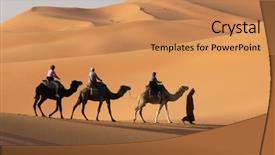  Presentation with camel caravan - Cool new PPT layouts with camel caravan going backdrop and a coral colored foreground