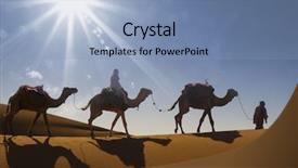  Presentation with camel caravan - PPT layouts featuring camel caravan moving in sahara background and a light blue colored foreground