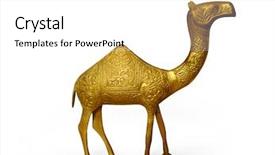  Presentation with camel caravan - PPT theme featuring camel gold on white background background and a white colored foreground