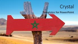  Presentation with blue aged wood sign - Audience pleasing presentation consisting of camel oasis - marocco flag wooden sign backdrop and a  colored foreground