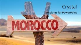  Presentation with oasis - Amazing slide deck having camel oasis - morocco wooden sign with desert backdrop and a light blue colored foreground