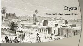  Presentation with oasis - PPT layouts featuring camel oasis - old view of murzuk fezzan background and a light gray colored foreground