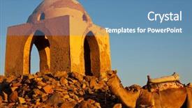  Presentation with humayun s tomb - Colorful presentation design enhanced with camel on tomb ruins backdrop and a teal colored foreground