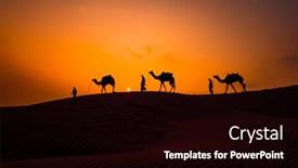  Presentation with drivers - Amazing PPT layouts having cameleers-camel-drivers-at-sunset backdrop and a black colored foreground