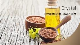 Presentation with oil seeds - PPT theme having camelina-seeds-and-oil background and a lemonade colored foreground