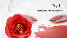  Presentation with wine - Presentation theme having camellia flower and red wine background and a white colored foreground