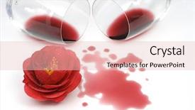  Presentation with white wine and red - PPT theme consisting of camellia flower and red wine background and a lemonade colored foreground