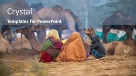  Presentation with multi cultural - PPT layouts consisting of camels-at-the-pushkar-fair background and a teal colored foreground