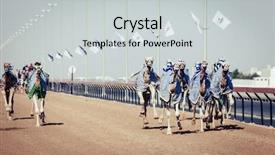  Presentation with racing - Audience pleasing PPT layouts consisting of camels with robot jokeys backdrop and a light gray colored foreground