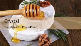  Presentation with camembert - Theme enhanced with camembert cheese honey and nuts background and a  colored foreground