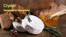  Presentation with camembert - Slides with camembert cheese on plate honey background and a tawny brown colored foreground