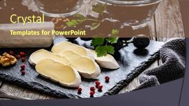  Presentation with camembert - Presentation consisting of camembert-cheese-with-grapes background and a tawny brown colored foreground