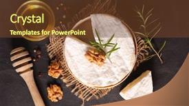  Presentation with camembert - Beautiful PPT theme featuring camembert with walnut and honey backdrop and a tawny brown colored foreground