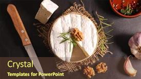  Presentation with camembert - Slide deck having camembert with walnut and rosemary background and a tawny brown colored foreground