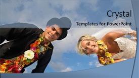  Presentation with bride and groom - Slide deck featuring hawaii luau - groom with bride wearing lei background and a seafoam green colored foreground