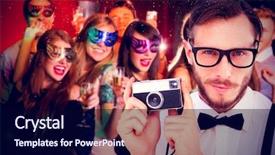  Presentation with masquerade - Colorful theme enhanced with camera against friends in masquerade backdrop and a navy blue colored foreground