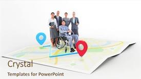  Presentation with camera - Cool new presentation with camera against markers on map backdrop and a sky blue colored foreground