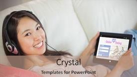  Presentation with online app - Presentation theme consisting of camera against online dating background and a coral colored foreground